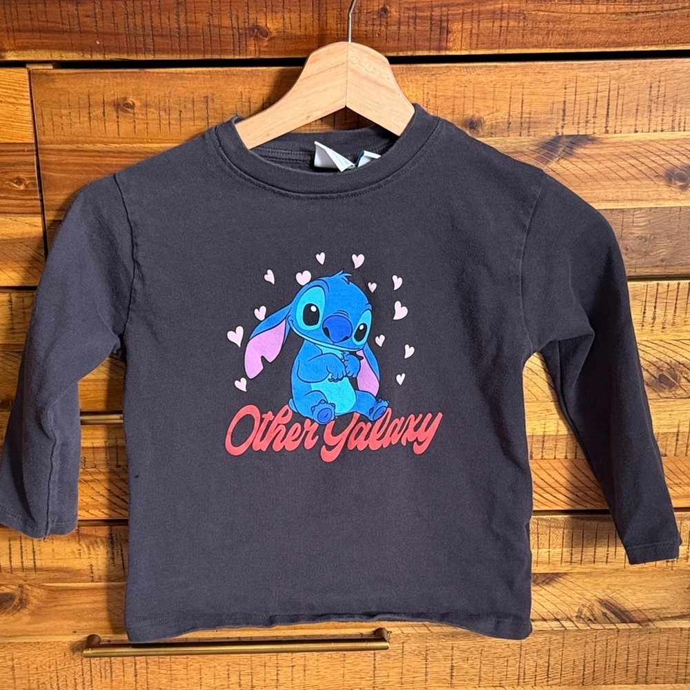 Zara Girls Lilo & Stitch Long Sleeve Sweatshirt- Black